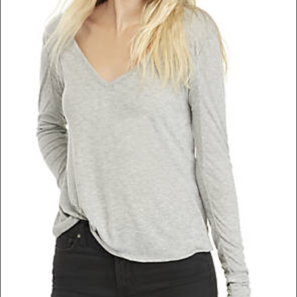 ❌SOLD❌NWT Free People Rock the Boat Gray Tee - Picture 1 of 4